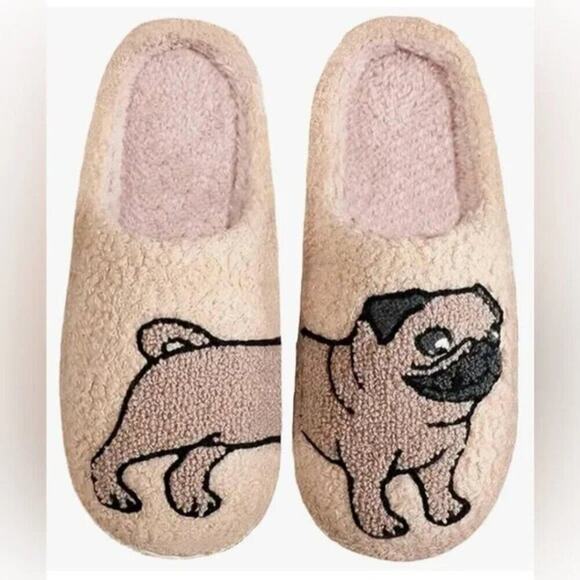 2/$30 NEW Cute Pug Dog Slippers - Picture 1 of 9